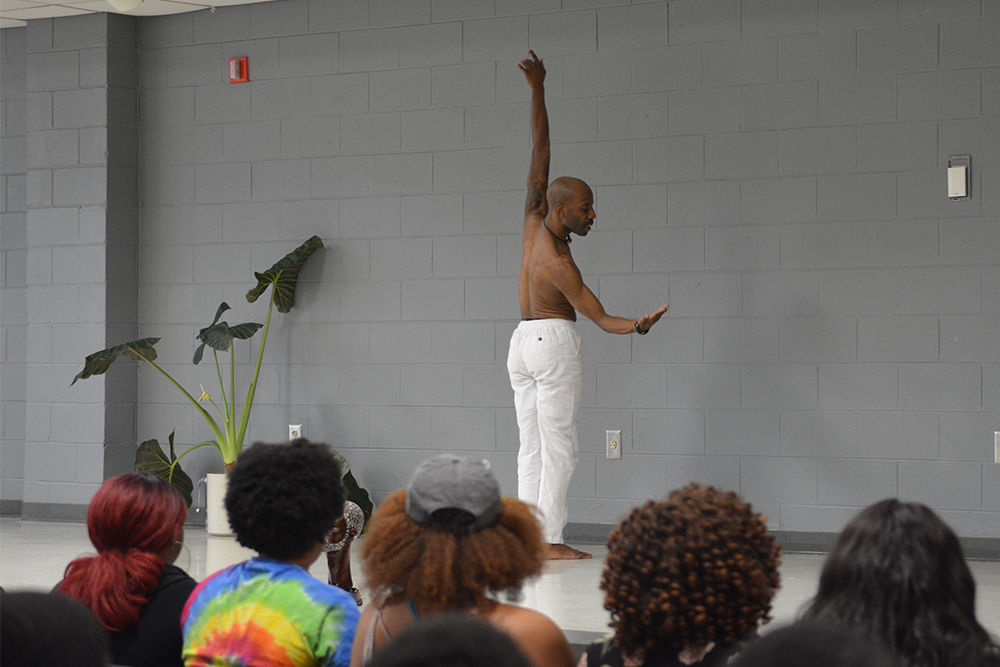 Artist in Residence and UNCSA alumnus Willie Hinton gives a performance at Harambee! 2018 at the African American Cultural Center on Thursday, Sept. 6. His performance gave tribute to the sacrifice and love of the ancestors, enhancing the atmosphere of this annual event.