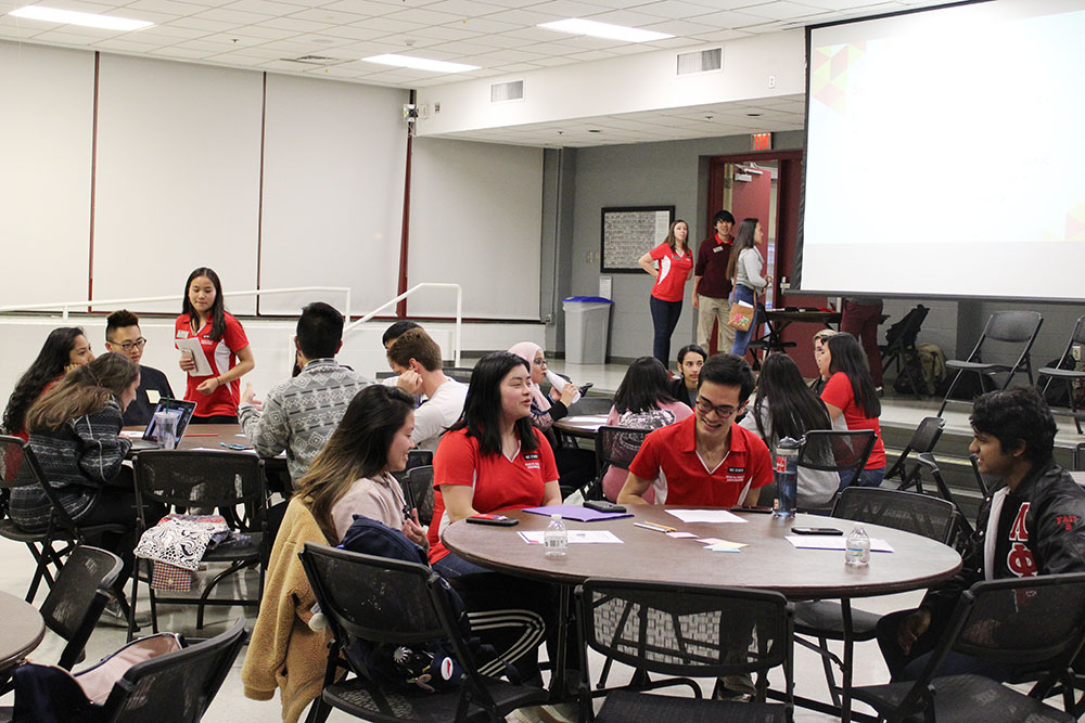 Students participate in small group discussions at the "Exploring Mental Health in the APIDA Experience" event in Witherspoon Student Center on Monday, April 1, 2019.