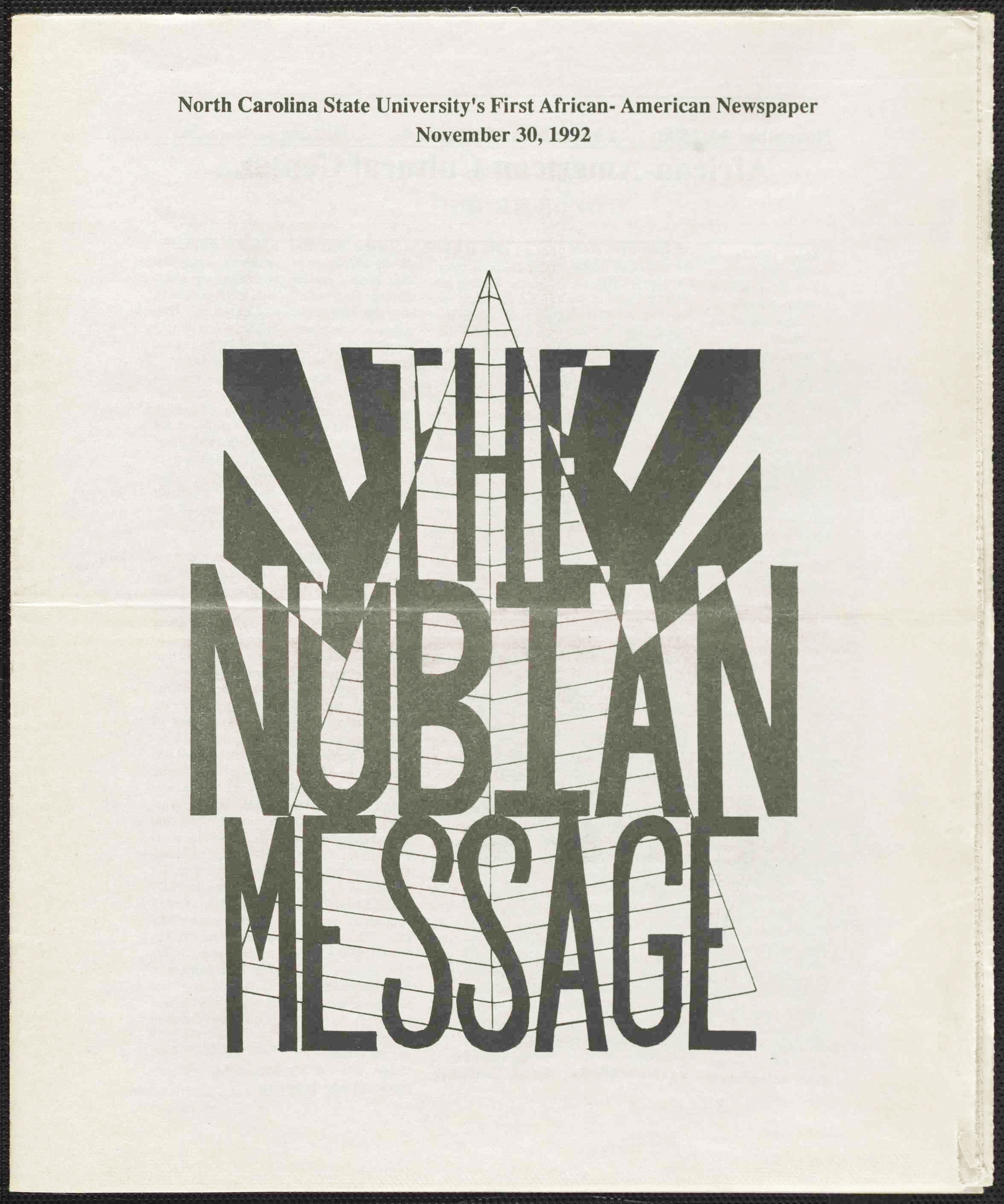 A Timeline of the Nubian Message at NC State